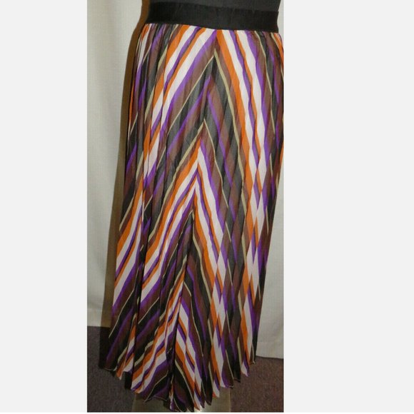 Ashley Stewart Women's Multi Striped Pull On Midi Skirt Plus Size 26-28 - Picture 6 of 7